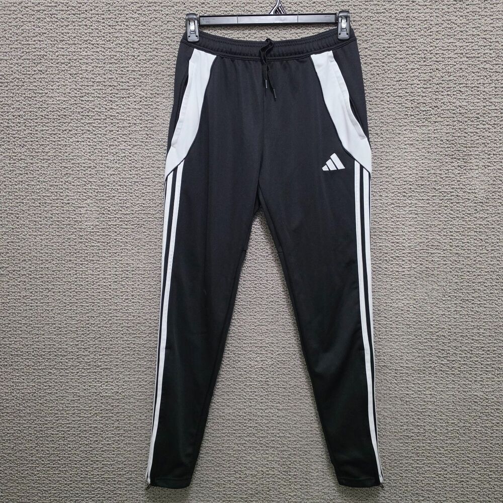 ADIDAS Men's Black White 3-Stripe AEROREADY Track Pants Size M